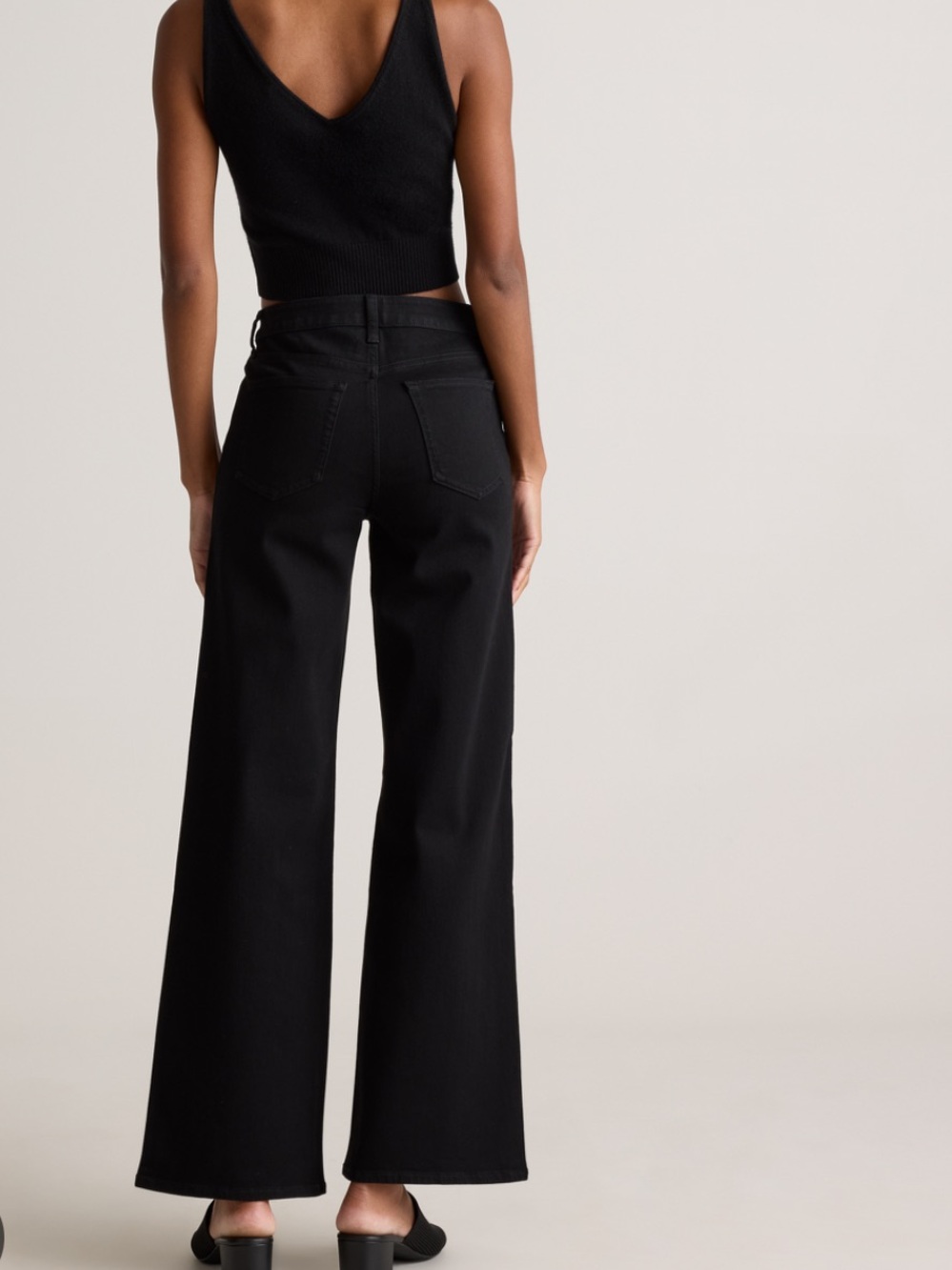NWT Quince Bella Stretch Wide Leg Jeans in Black, organic cotton 27